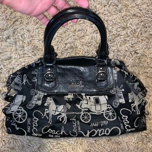Coach Ashley Black Horse & Carriage satchel purse